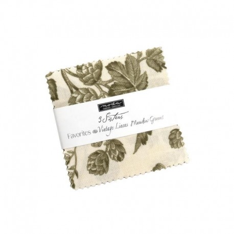 Mini Charm 3 Sisters Favorites Vintage Linens Meadow Greens